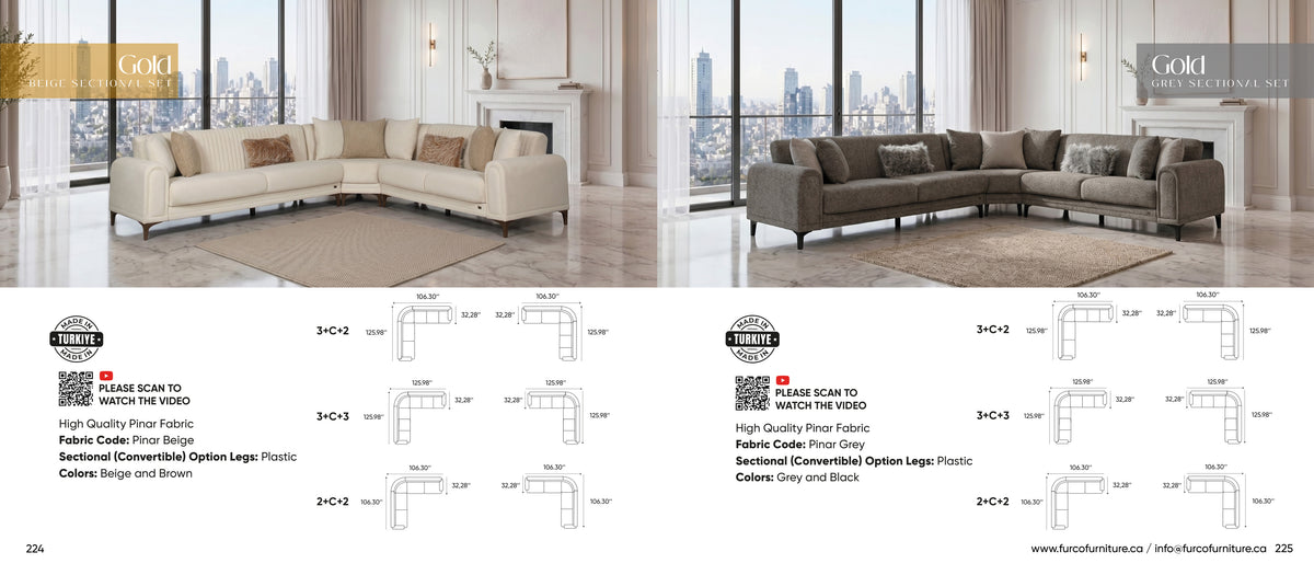 Gold Sectional Set