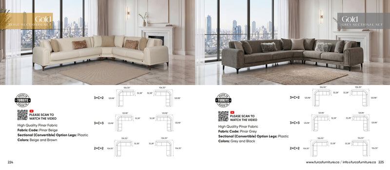 Gold Sectional Set