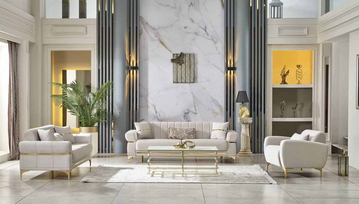 Liva Deluxe 3+2+1 Beige-Gold
