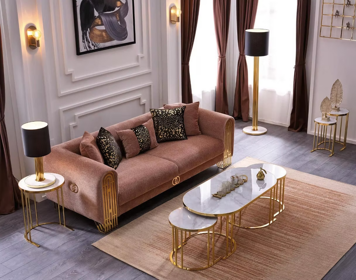 Rounded Rectangle Middle Coffee Table 2+1